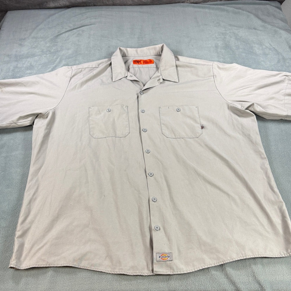 Dickies Mens 4X Short Sleeve Work Shirt Gray LS535GG Button Up Big and Tall